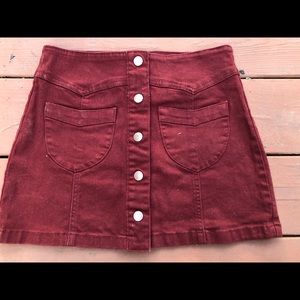 Burgundy forever 21 button up skirt